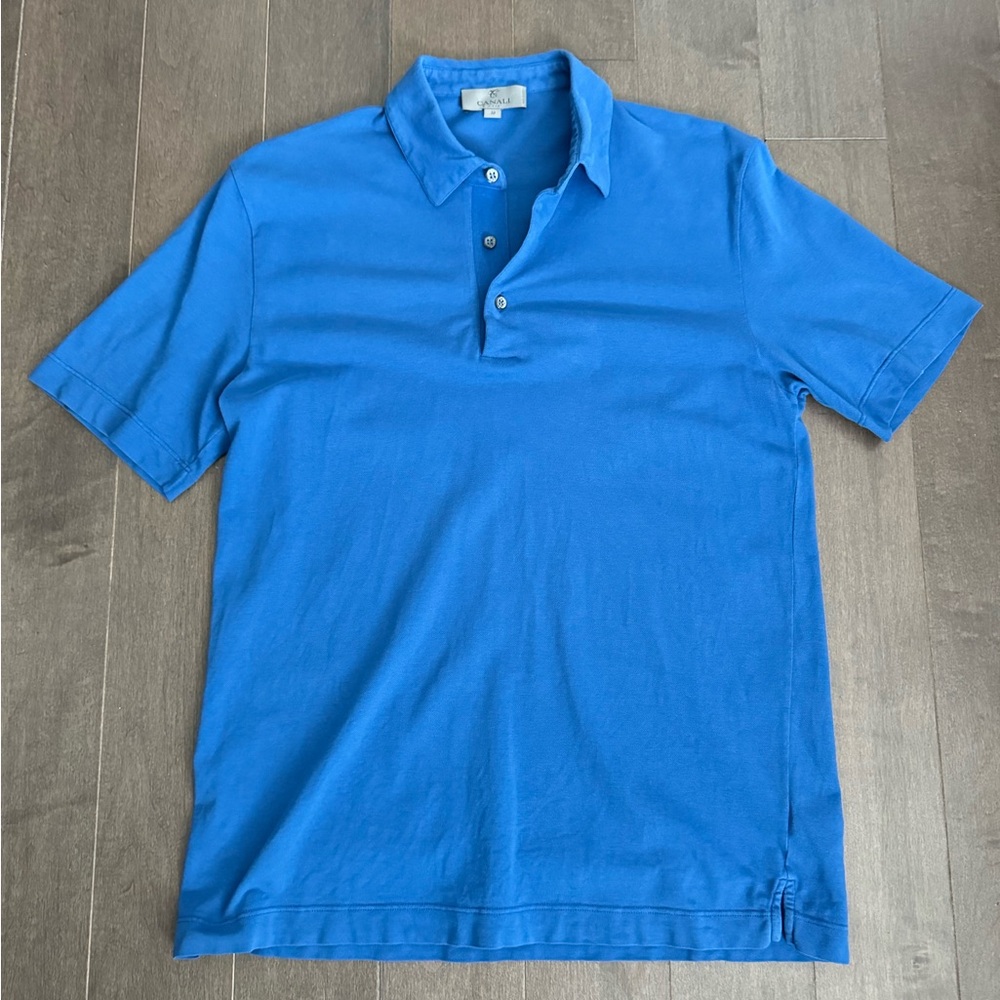 Canali -polo in vibrant blue cotton w/small amount of elastin (50 Made in Italy)